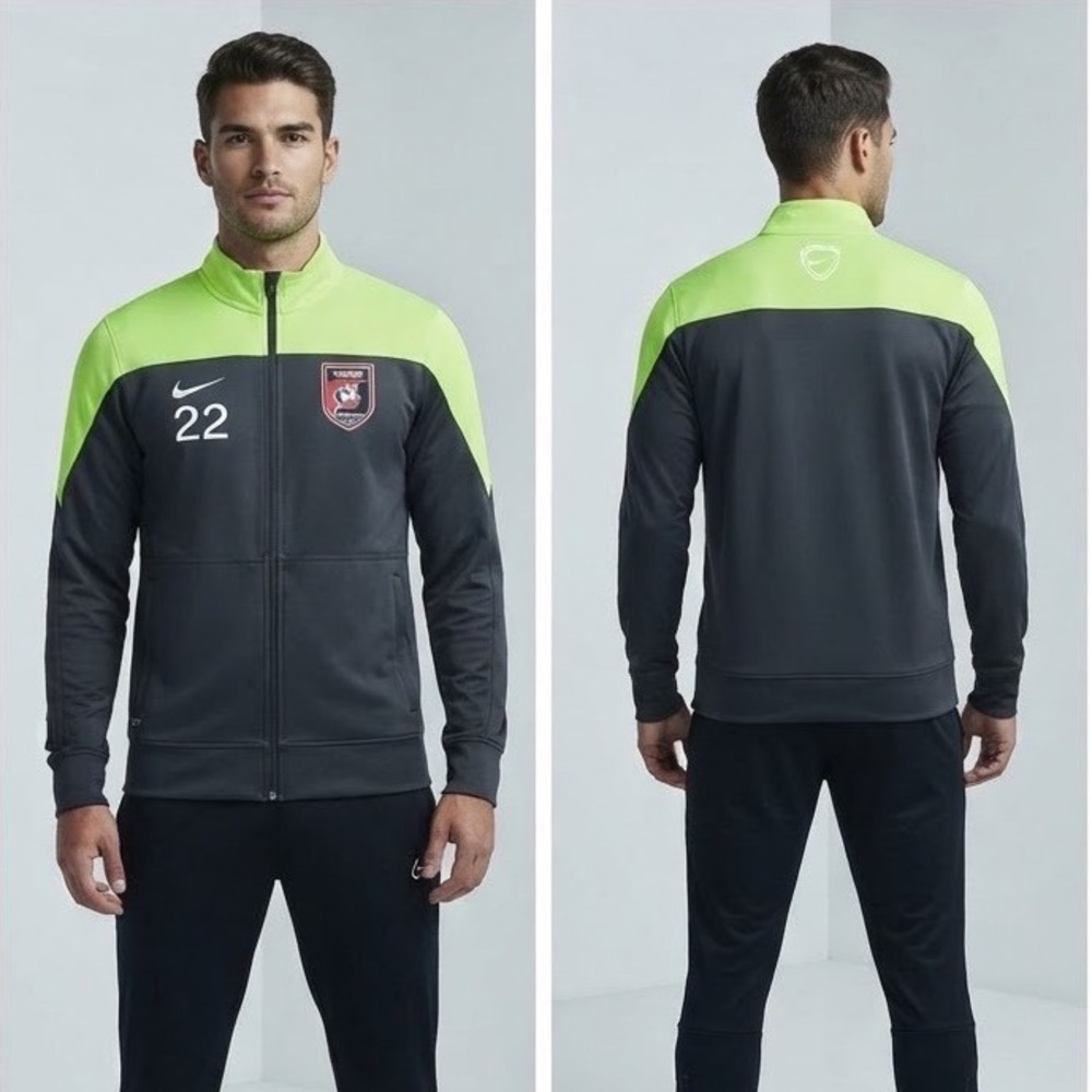 Nike Dri-FIT Lonestar Soccer Club Track Jacket Gray Neon Green Mens Small 620876